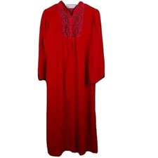 Vintage Vandemere Housecoat Robe Sz Medium Red Black 3/4 Zip Velour Full Length