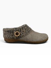 Clarks LB1088 Shoes Womens Size 8 Gray Slipper Knitted Clog Faux Fur Lined