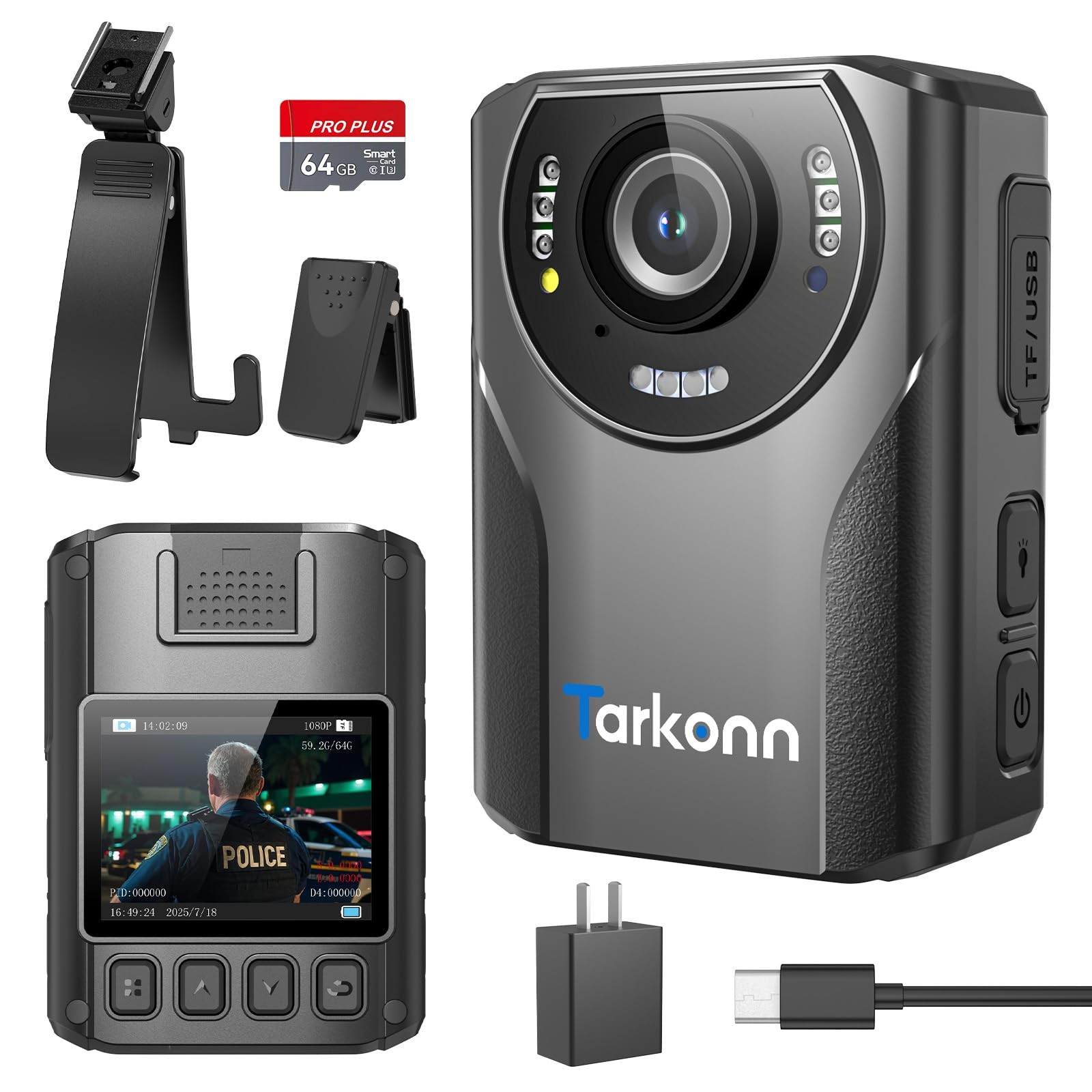 Tarkonn Body Worn Camera 1080P FHD Body Camera 4000mah Batte