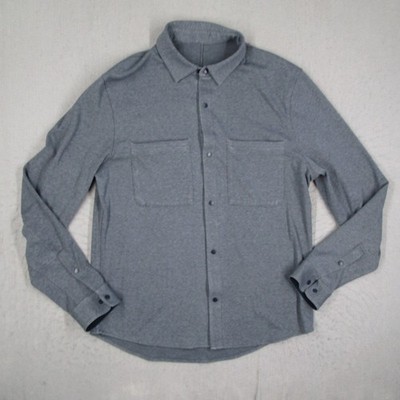 Lululemon Mason Peak Long Sleeve Shirt Mens Medium Blue Snap Front Button Down