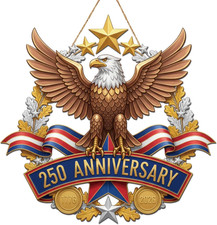 250Th Anniversary 4Th of July Door Sign Patriotic Eagle Wooden Hanging Sign 1776