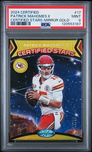 2024 Panini Certified - Certified Stars Patrick Mahomes Mirror Gold /25 PSA 9
