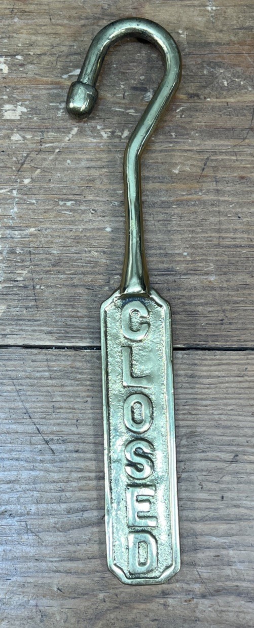 Vintage Solid Brass Vintage Fireplace Damper Flue Pull Open/Closed Hook