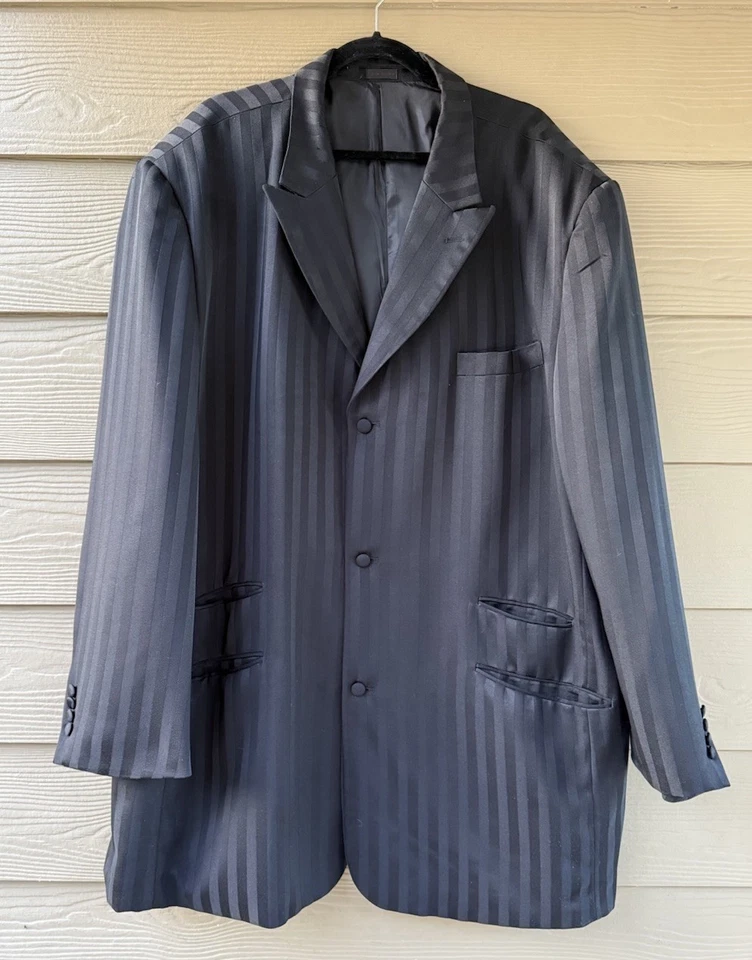 Falcone Superlative 150's Men's Black Strip Blazer and Pants 2pc Suit 54L x 50L - Image 4 of 4
