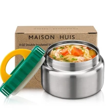 MAISON HUIS 8oz Soup Thermo Wide Mouth Vacuum Insulated Thermo Jar Leak Proof...