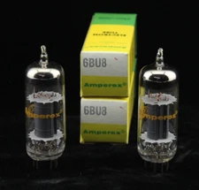 New Qty 2 NOS Amperex 6BU8 Matched Pair Grey Plates O Getter Made in USA by GE