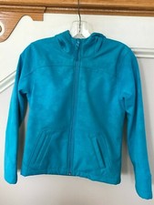 So Girls Blue Hooded Wind Rain Resistant Full Zip Jacket Size L 14 EUC