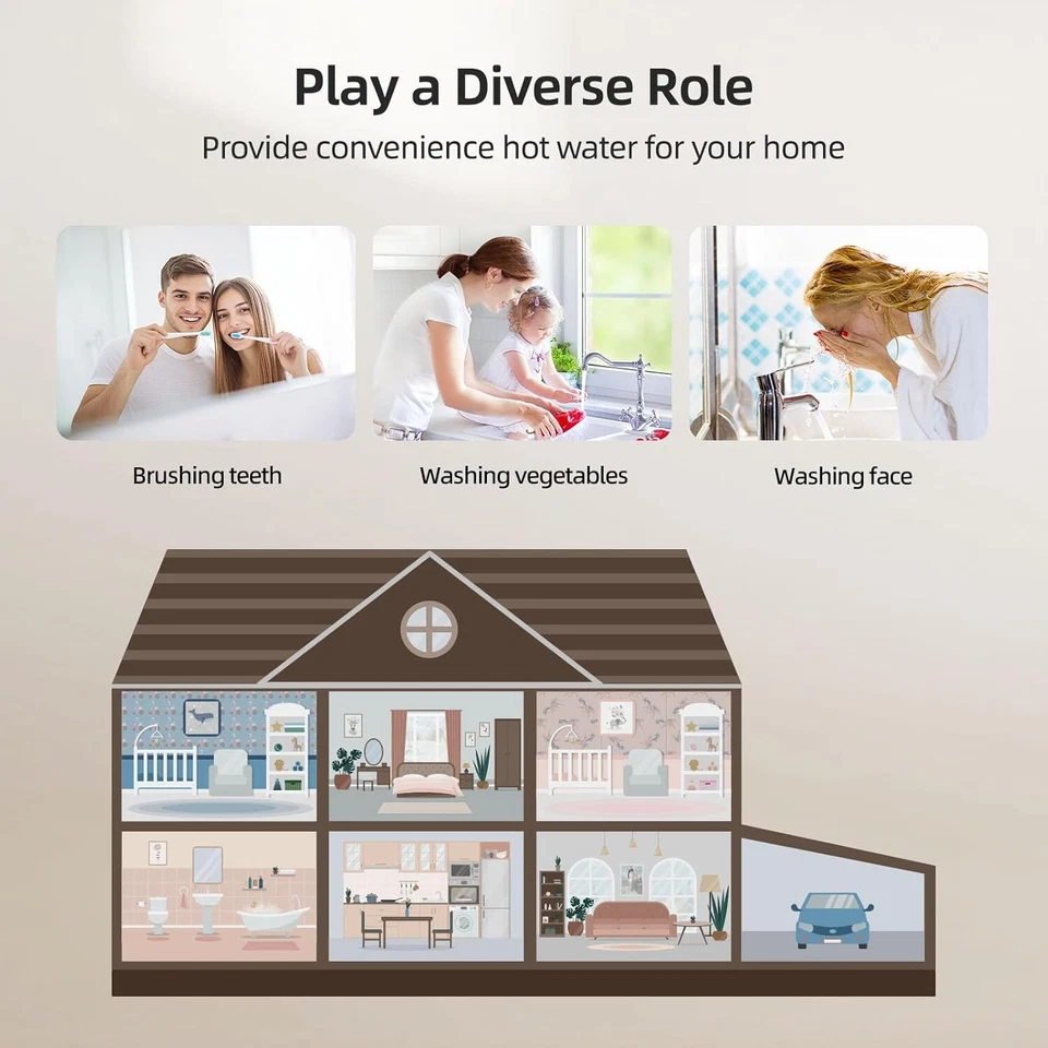 Calentador de agua eléctrico sin tanque 8000 W pantalla LED caldera instantánea bajo demanda Foto 3 de 4