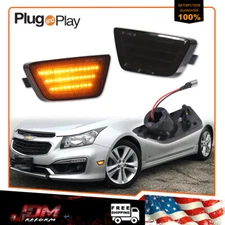 Smoked Lens Amber LED Front Bumper Side Marker Lights For 2011-2015 Chevy Cruze