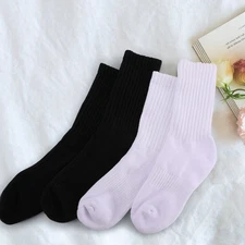 1/3/6Pairs Mens Women Solid Sports Athletic Work Boot Crew Socks Mid-cut 9-13