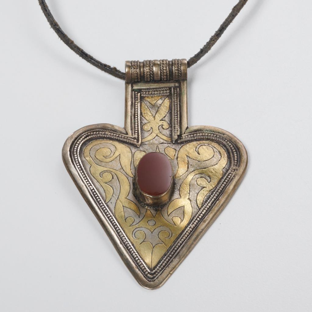 Turkmen Turkomen Carnelian Vermeil Silver Ethnic Asyk Spearhead