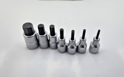 (QTY 7) Stahlwille Chrome Alloy INHEX Socket Drive # 19, 12, 10, 7, 6, 5, 4