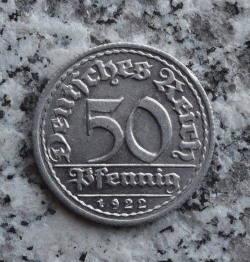 50 Pfennig 1922 D Alu Kursmünze Weimarer Republik - Top Erhaltung - Unc.