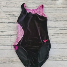 GK Elite Gymnastics Pink and Black Velvet Leotard Size AXS