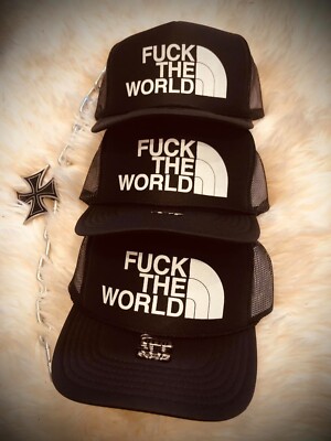 FTW F THE WORLD classic black trucker cap biker aesthetics goth punk mall 90s 2k