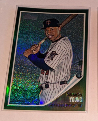 Delmon Young 2011 Topps Heritage Chrome Green Refractor Minnesota Twins C59
