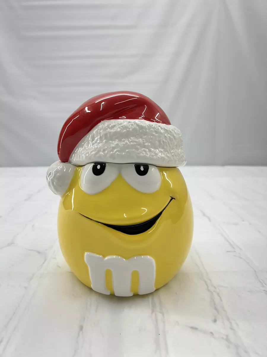 2003 Peanut M M s Christmas YELLOW Santa Hat Candy Cookie Jar by