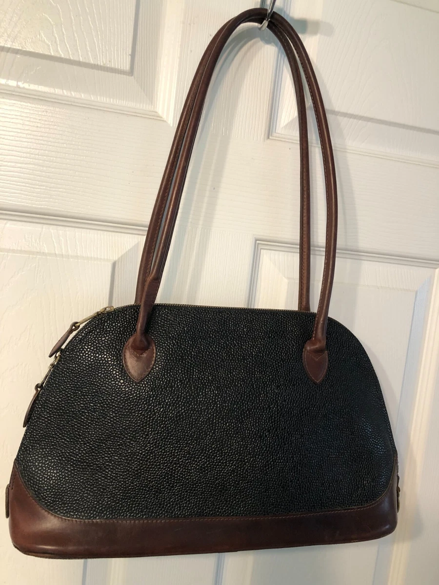 Mulberry Breton Handbag Tote Pebbled Leather Vtg 90 s Double