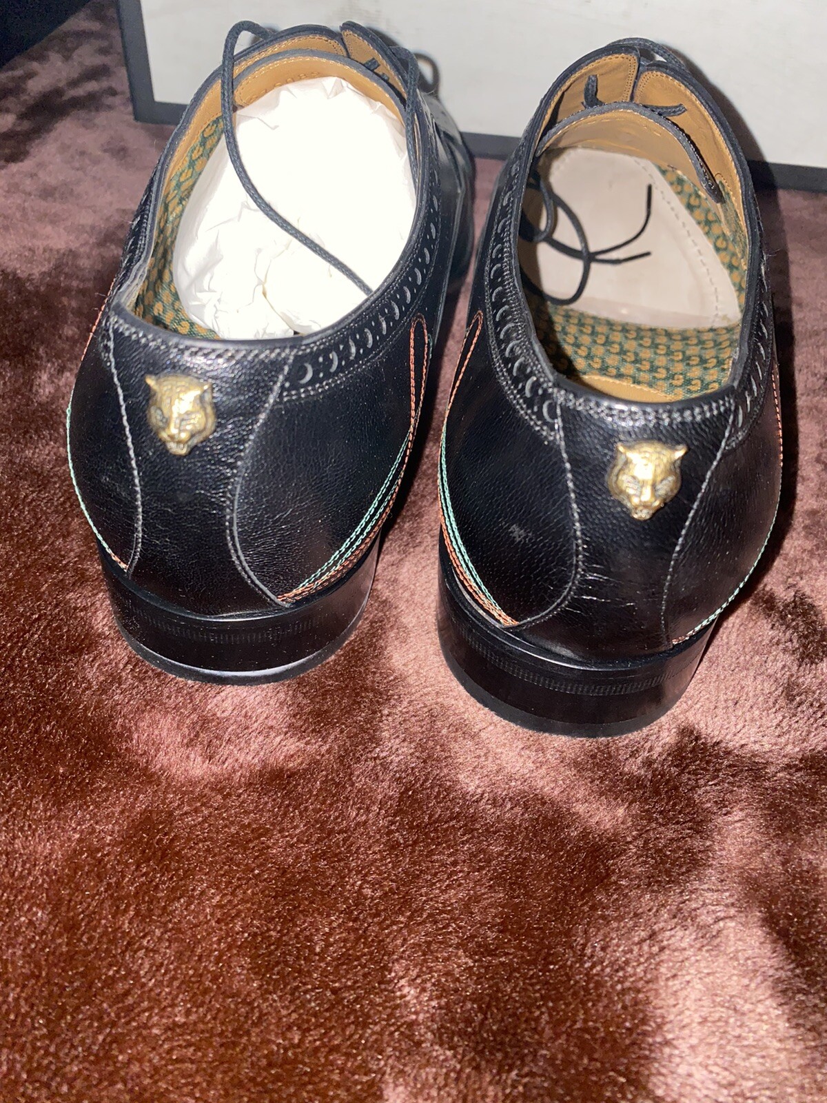 Authentic Gucci Mens laceup leather Quentin nero embroidery black shoe image 10