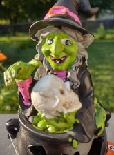 Witch Spells Halloween Light-up Decor LED Tabletop Cauldron Skull Book Bats Bone