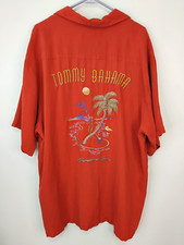 Tommy Bahama Relax Paradise Open 100 Silk Hawaiian Button Up Shirt XL Orange