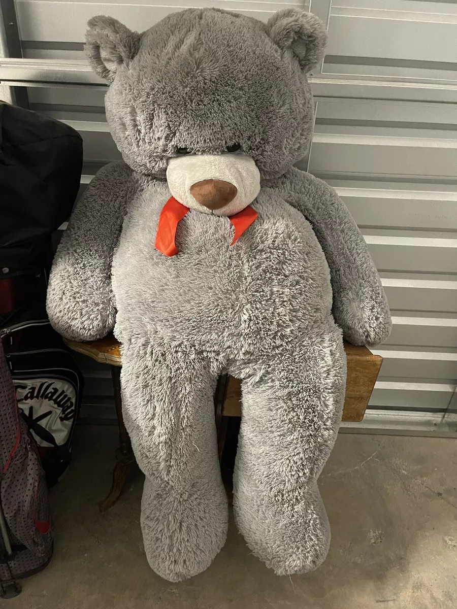 Rare Goffa International Giant Gray Bear With Red Bow 56