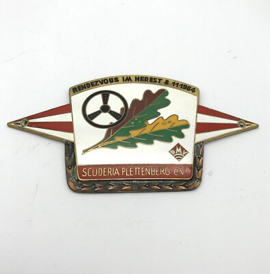 DMV BADGE ENAMEL RENDEVOUS SCUDERIA 1964 OAK STEERING WHEEL OLDTIMER RALLYE VW