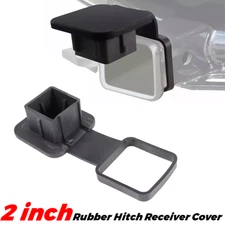 2-inch Rubber Hitch Receiver Cover 4-Way Flat Insert Tow Trailer Tube Plug Cap