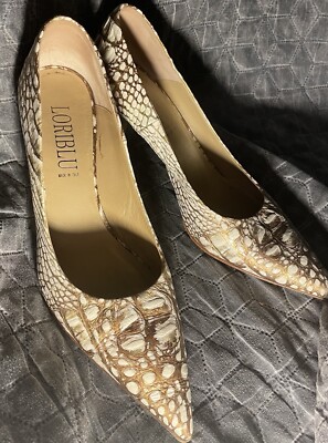LORIBLU excl. italien. DESIGNERSCHUHE HANDMADE Pumps Edel Gold Gr 36 Lederschuhe