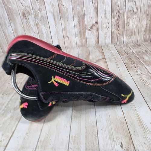 Puma Driving Shoes Suede Leather Low Top Sneakers Black Pink Yellow US 11 - 第 6/9 張圖片