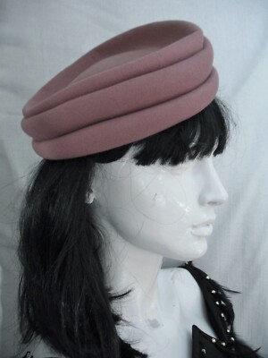 TONAK Designer Pillbox Filzhut Hütchen Filzmütze Barett Kappe 50-60er Turban Hut