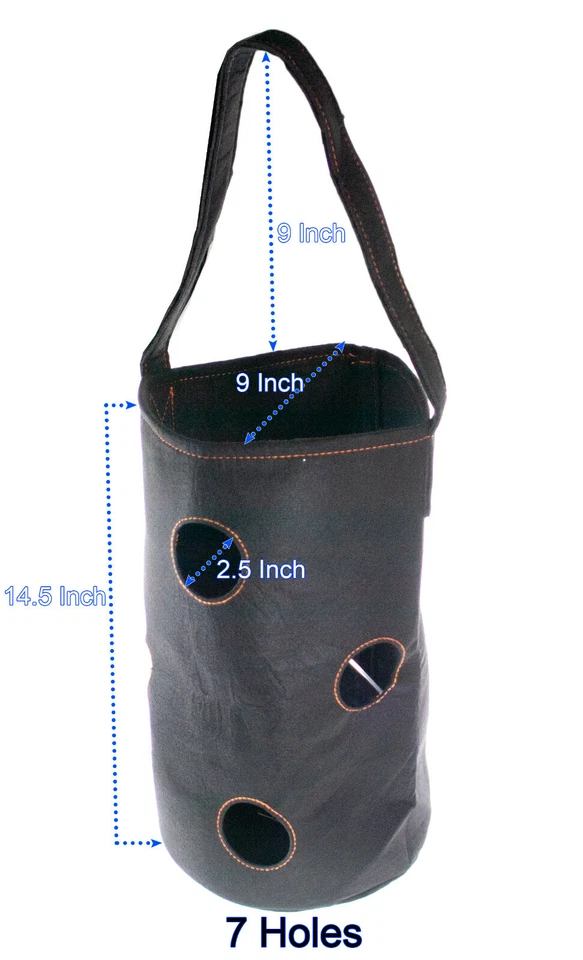 Plantador vertical suspenso para jardim saco de 7 furos para plantas de morango e raiz nua  - Imagem 3 de 4