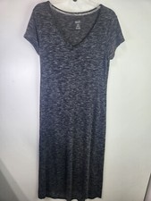 Gilligan & O'Malley Maxi Dress Womens Sz M Black Short Sleeve V-Neck Pullover