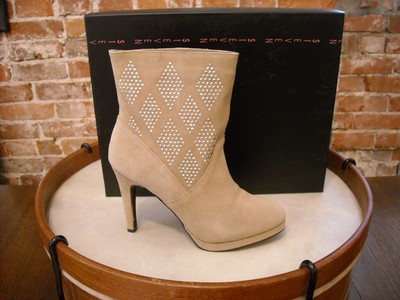 Steve Madden Taupe Suede Studded Fionah High Heel Ankle Boots NEW