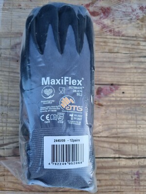 12 Paar ATG MaxiFlex 34-874 Ultimate Montage-Arbeitshandschuhe Gr: 9/L