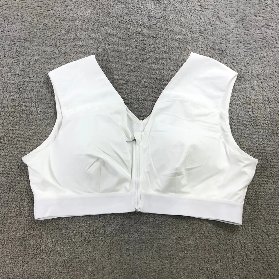 Tommie Copper Shoulder Support Bra With Zipper Womens 3XL XXXL White Top - Image 2 of 4