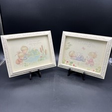 Lot 2 Vintage Homco Framed Art Precious Childrens Baby Wall Decor Nursery