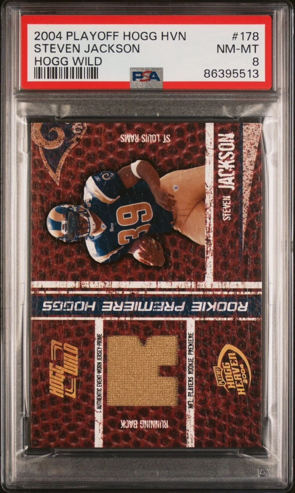 2004 Playoff Hogg Heaven Rookie Premiere Jersey /25 Steven Jackson PSA 8 NM-MT - Image 2 of 3