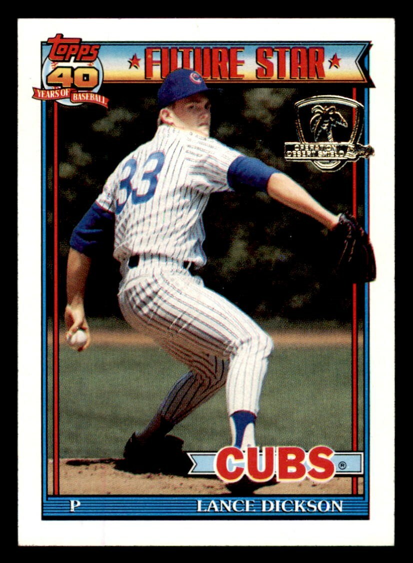 1991 Topps Desert Shield Baseball #114 Lance Dickson NM/MT *e1