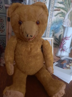 Antique-Vintage-Doll-Bear-Sawdust-Splints OLD EARLY TEDDY BEAR 50 cm