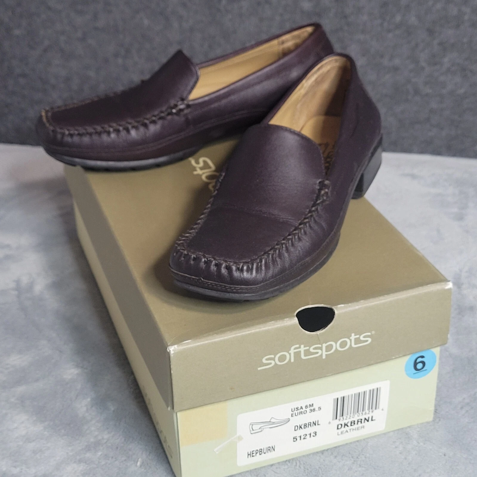 Y2K Softspots Hepburn Brown Leather Shoes Womens 6M Preppy Slip On Retro Classic
