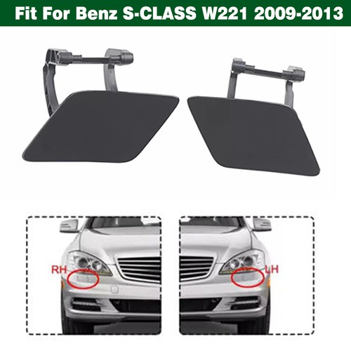 Pair Headlight Washer Spray Nozzle Jet Cover Cap For Benz S-CLASS W221 2009-2013 - Picture 9 of 10