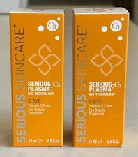 Serious Skincare C3 Plasma Eye Treatment Vitamin C Cream (2) 0.5oz/15mL Each NIB