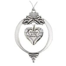 Always in My Heart Angels Wings Charm Silver Bulb Merry Christmas Ornament Gift