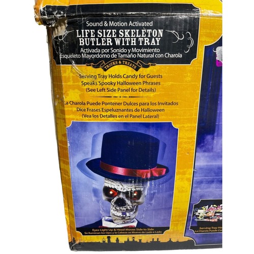 Lifesize Skeleton Butler with Tray Sound Motion Activated Halloween Candy Tray - Picture 5 of 9