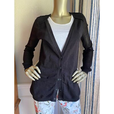 EUC Zac Posen for Target Black Sparkle Cardigan Mesh Sleeve L