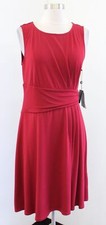 NWT Adrianna Papell Solid Red Pleat Draped Jersey Knit Dress Size M Cocktail