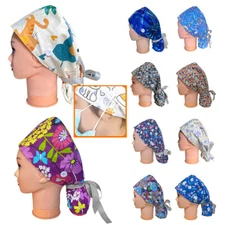 Surgical Scrub Cap Doctor Nurse Cotton Bouffant Adjustable Head Cover Hats ɞ