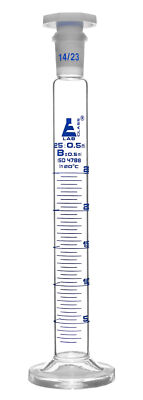 Eisco Labs 25ml Graduated Cylinder with Stopper, Class B - Borosilicate Glass
