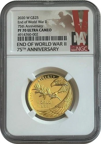 2020 W End Of World War 2 Proof Gold Coin 75th Anniversary NGC PF70 Ultra Cameo